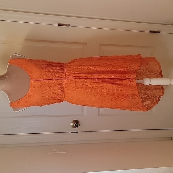 3 Heart Clothing Orange Lace Dress Size Jrs M - Picture 1 of 7